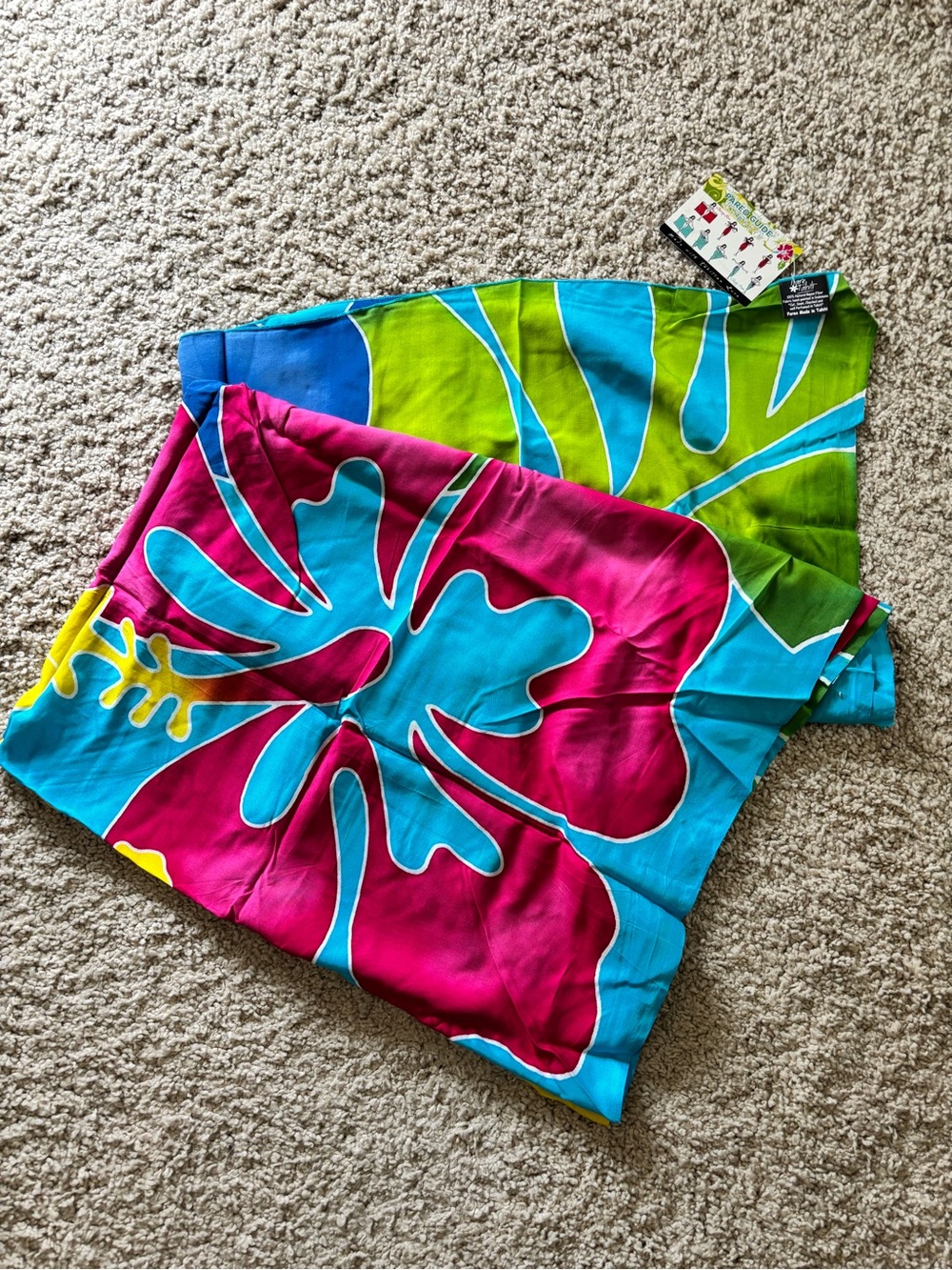 Bright Tropical Floral Sarong/Swim Cover/wrap - Pink, Turquoise & Lime